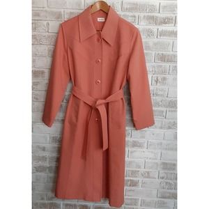 Vintage Hand Tailored Dress Trench Coat Salmon Career Retro